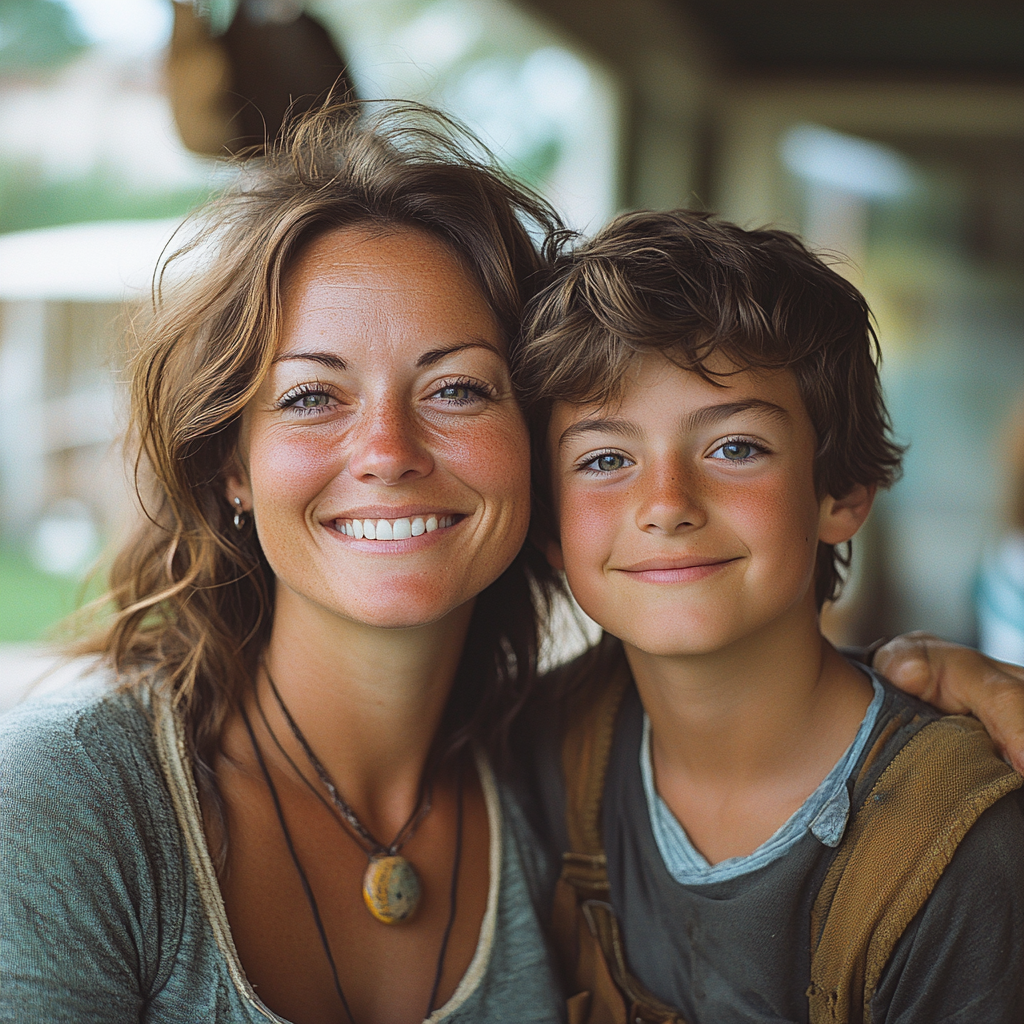 A happy woman with a little boy | Source: Midjourney