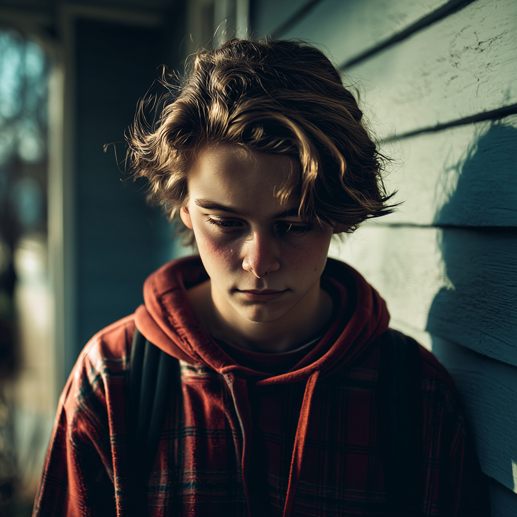 A boy looking down | Source: Midjourney