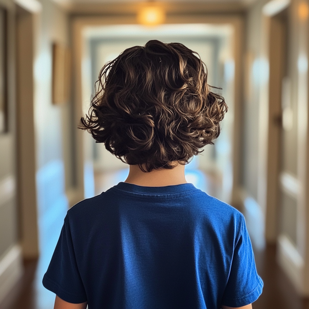 A boy walking down a hallway | Source: Midjourney