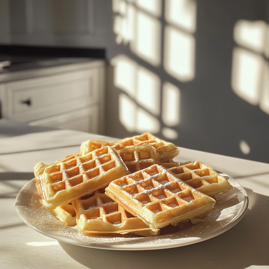 Um prato de waffles | Fonte: Midjourney