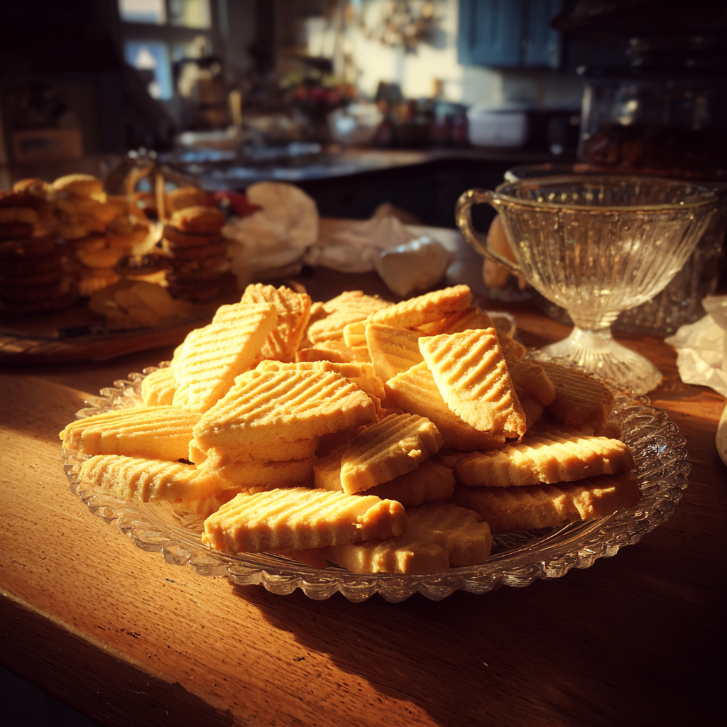 A platter of shortbread cookies | Source: Midjourney