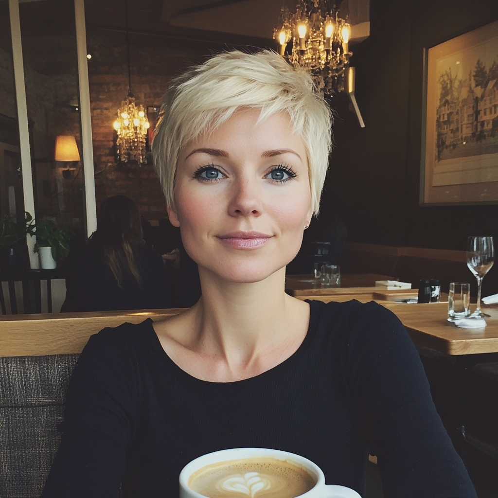 A woman sitting at a restaurant | Source: Midjourney