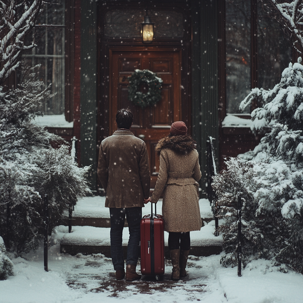 A couple with luggage | Source: Midjourney