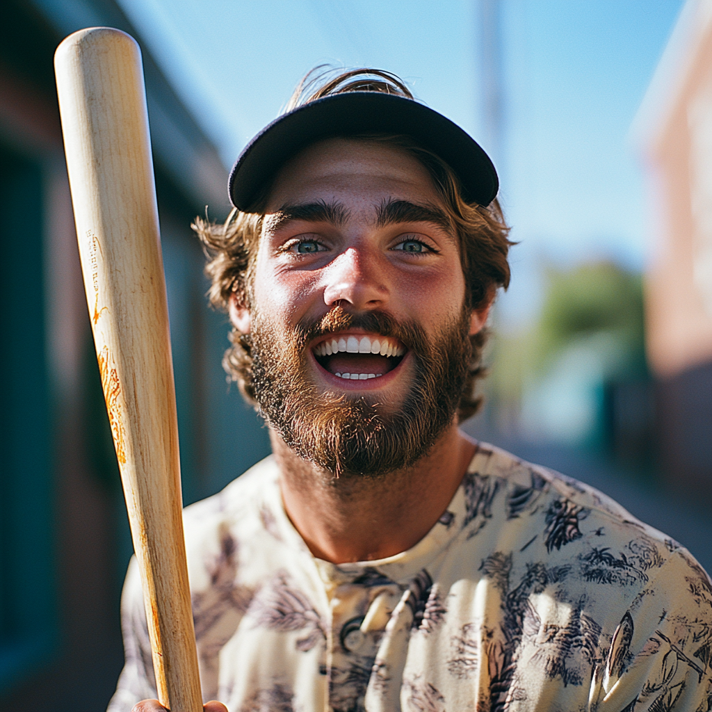 A man holding a baseball bat | Source: Midjourney