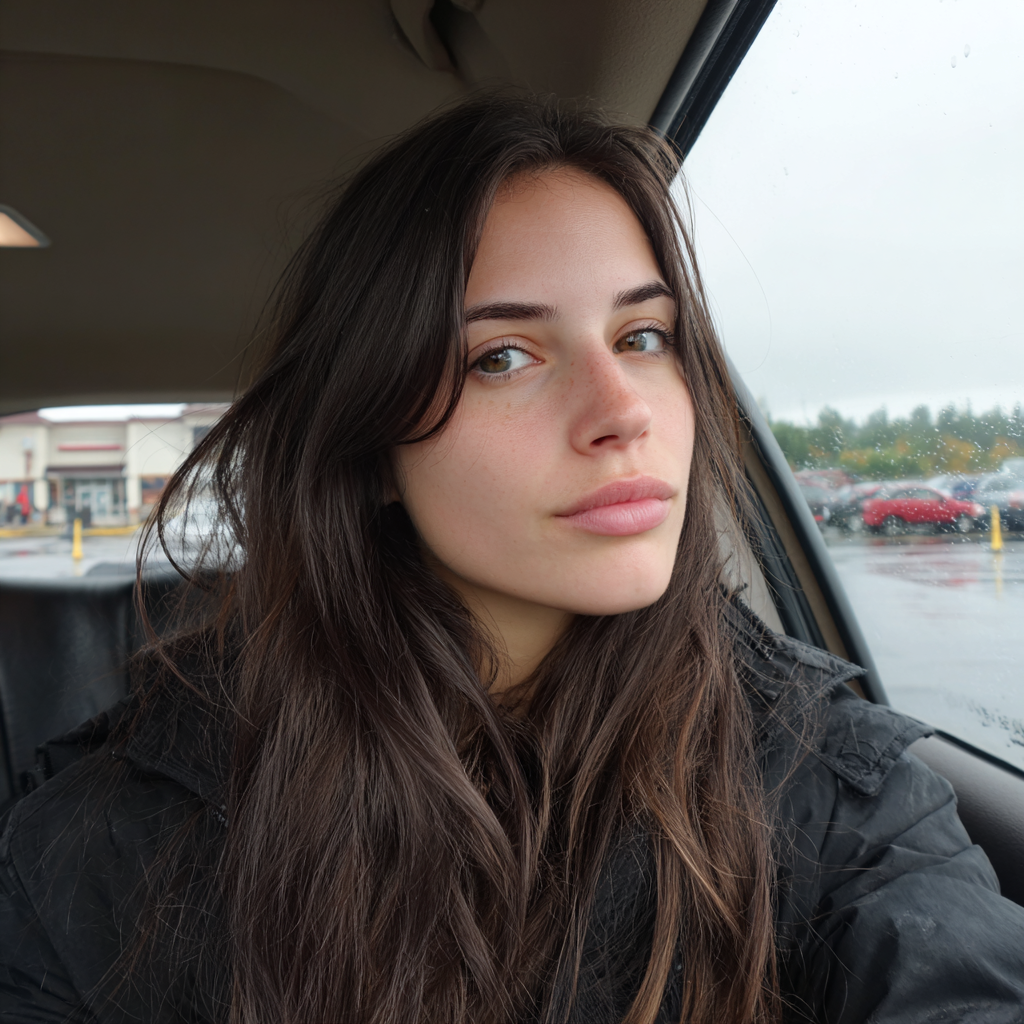 A young woman sitting in a car | Source: Midjourney