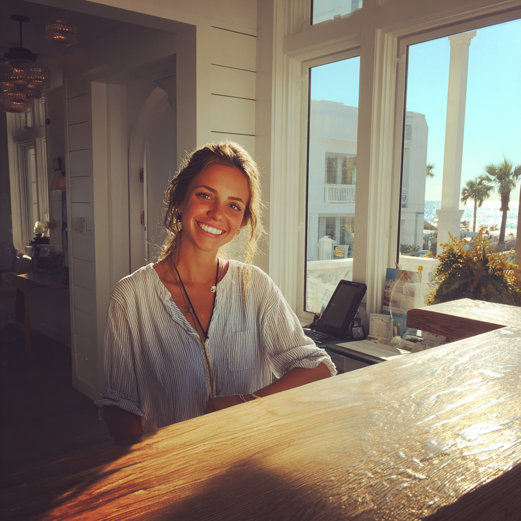 A smiling receptionist | Source: Midjourney