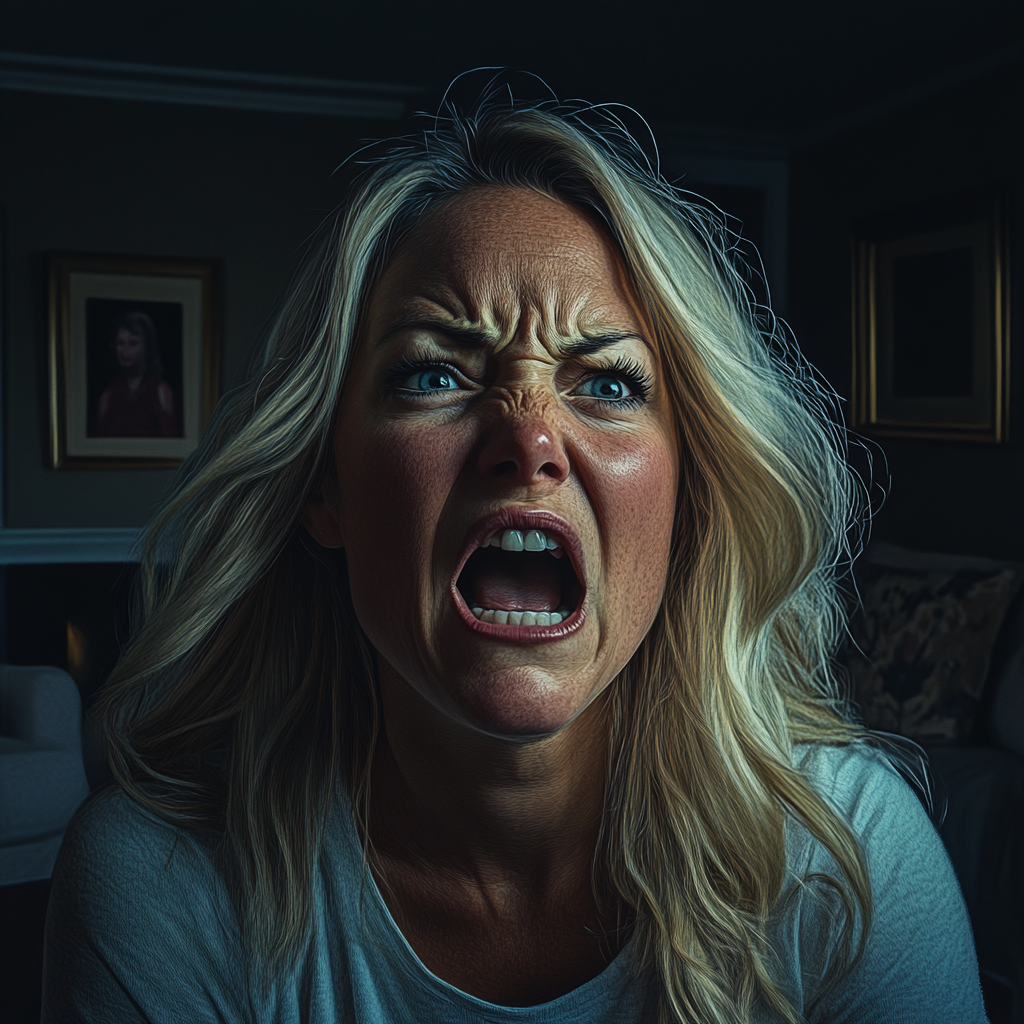 A frustrated woman yelling | Source: Midjourney