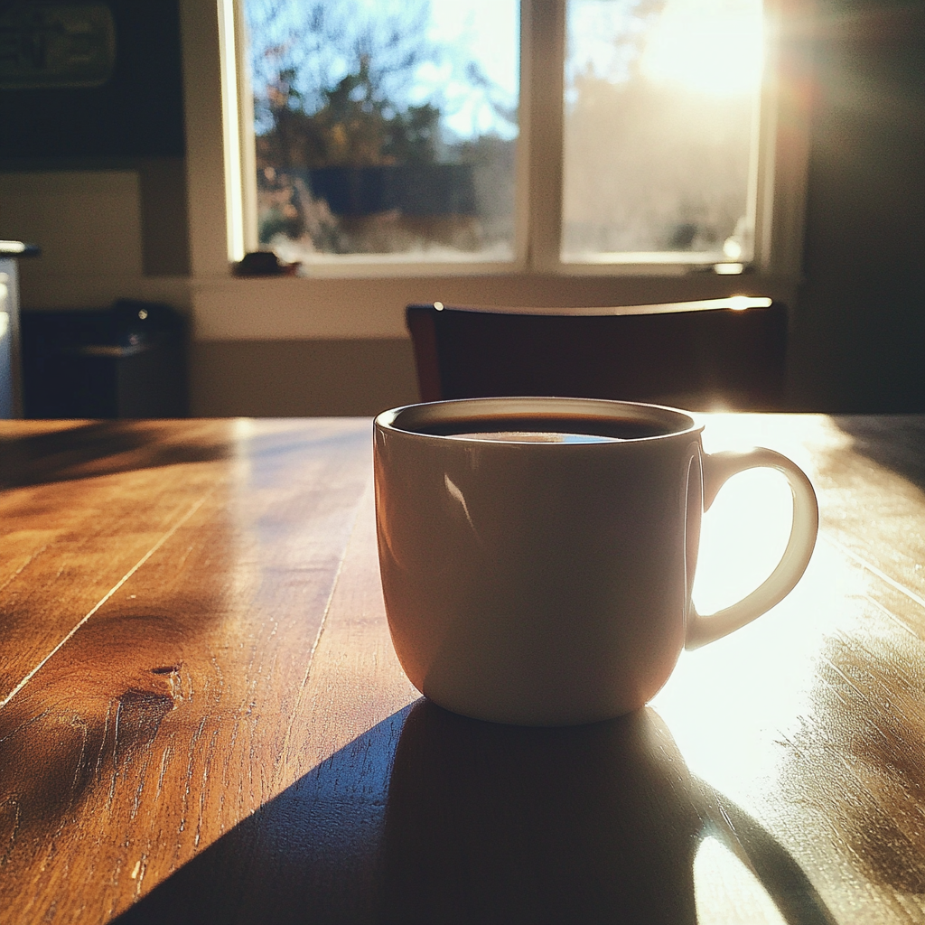 A cup of coffee on a table | Source: Midjourney