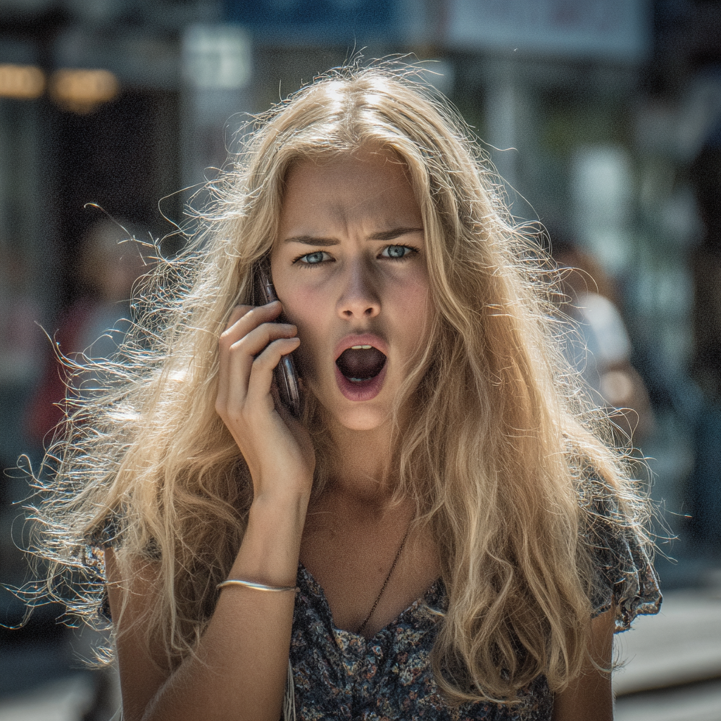 A woman shouting on a phonecall | Source: Midjourney