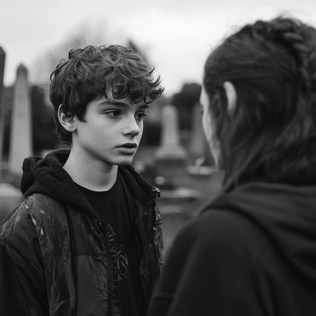 A young boy talking to a woman | Source: Midjourney