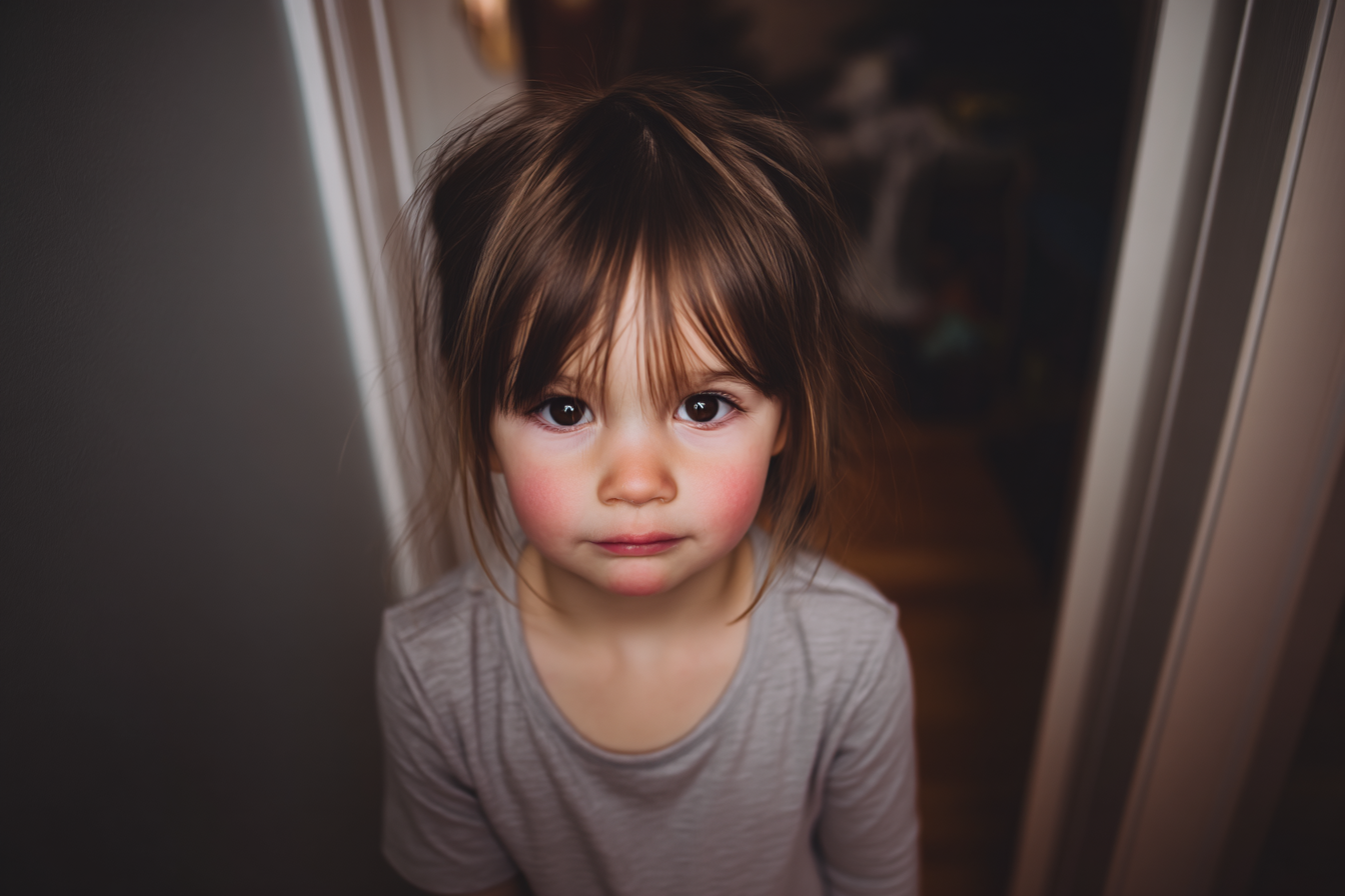 A little girl looking straight ahead | Source: Midjourney