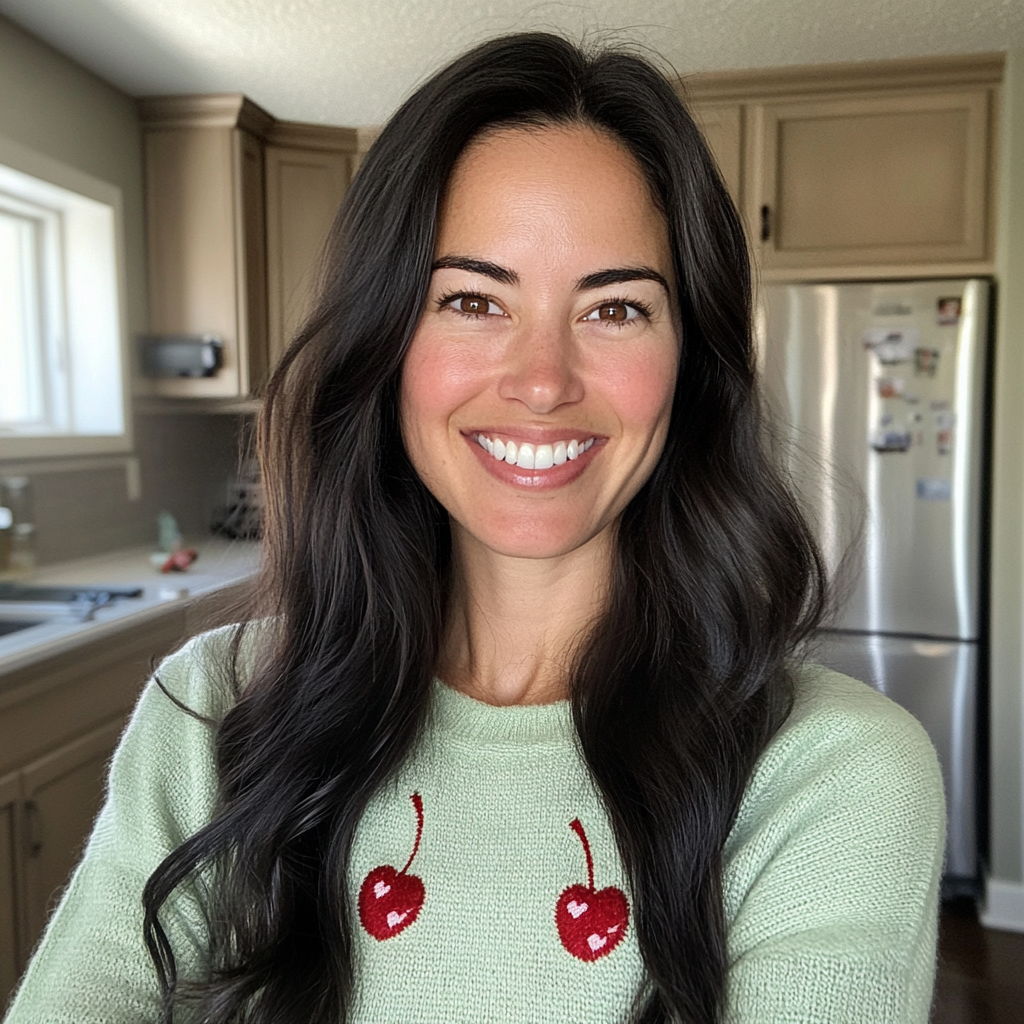 A smiling woman standing in a kitchen | Source: Midjourney