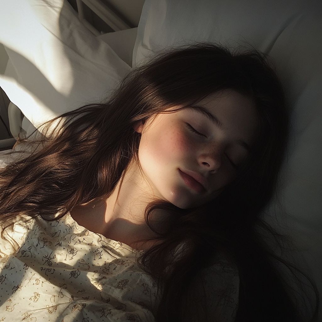 A teenage girl in a hospital bed | Source: Midjourney