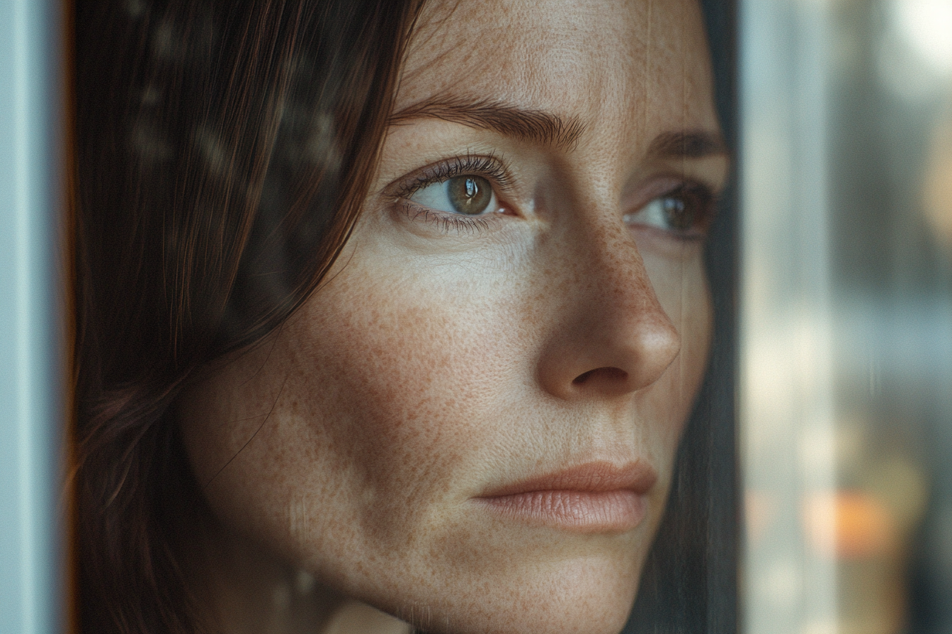 A woman standing near a window | Source: Midjourney