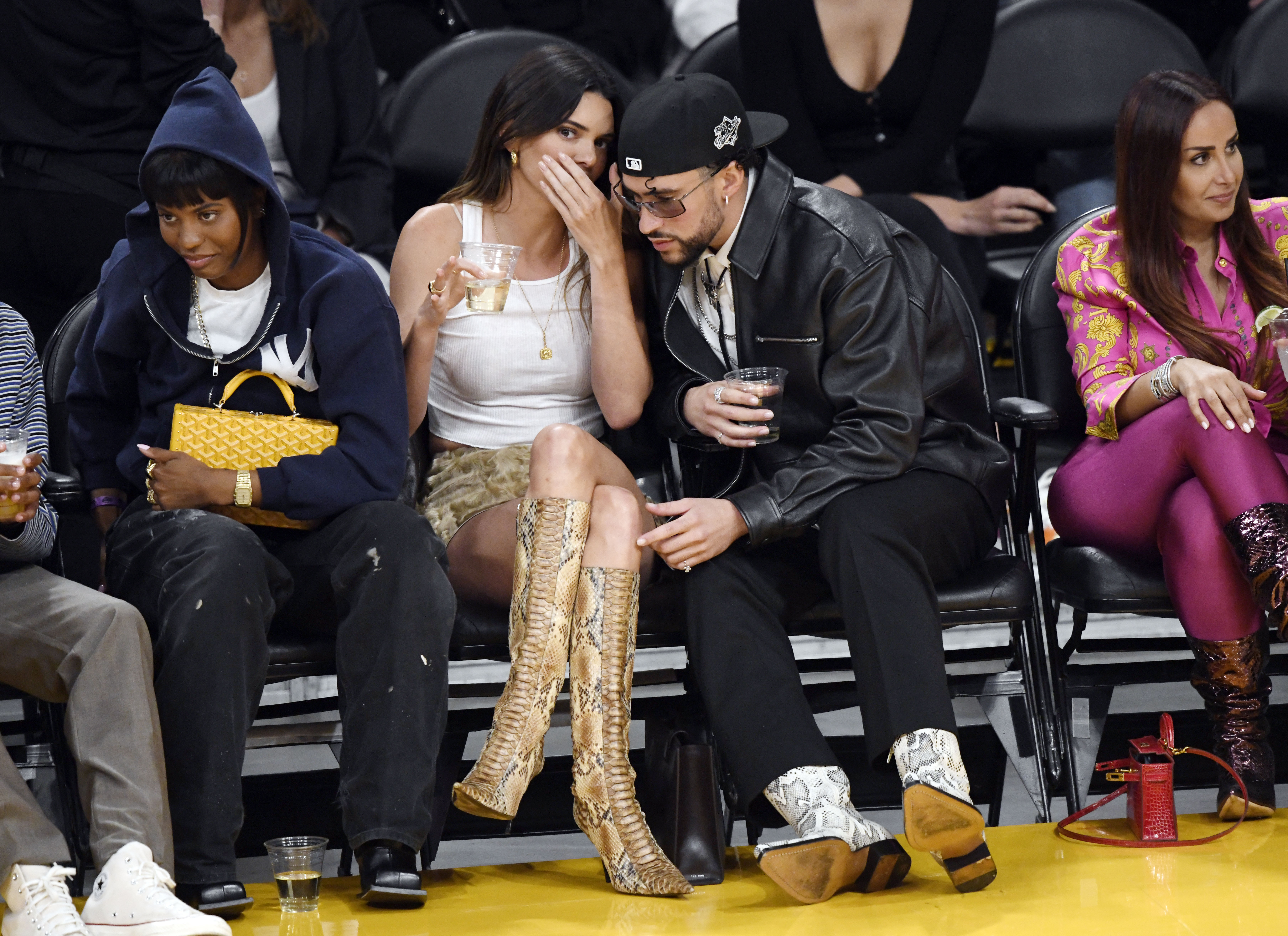 Kendall Jenner and Bad Bunny attend the Western Conference Semifinal Playoff game between the Los Angeles Lakers and Golden State Warriors at Crypto.com Arena on May 12, 2023 in Los Angeles, California. | Source: Getty Images