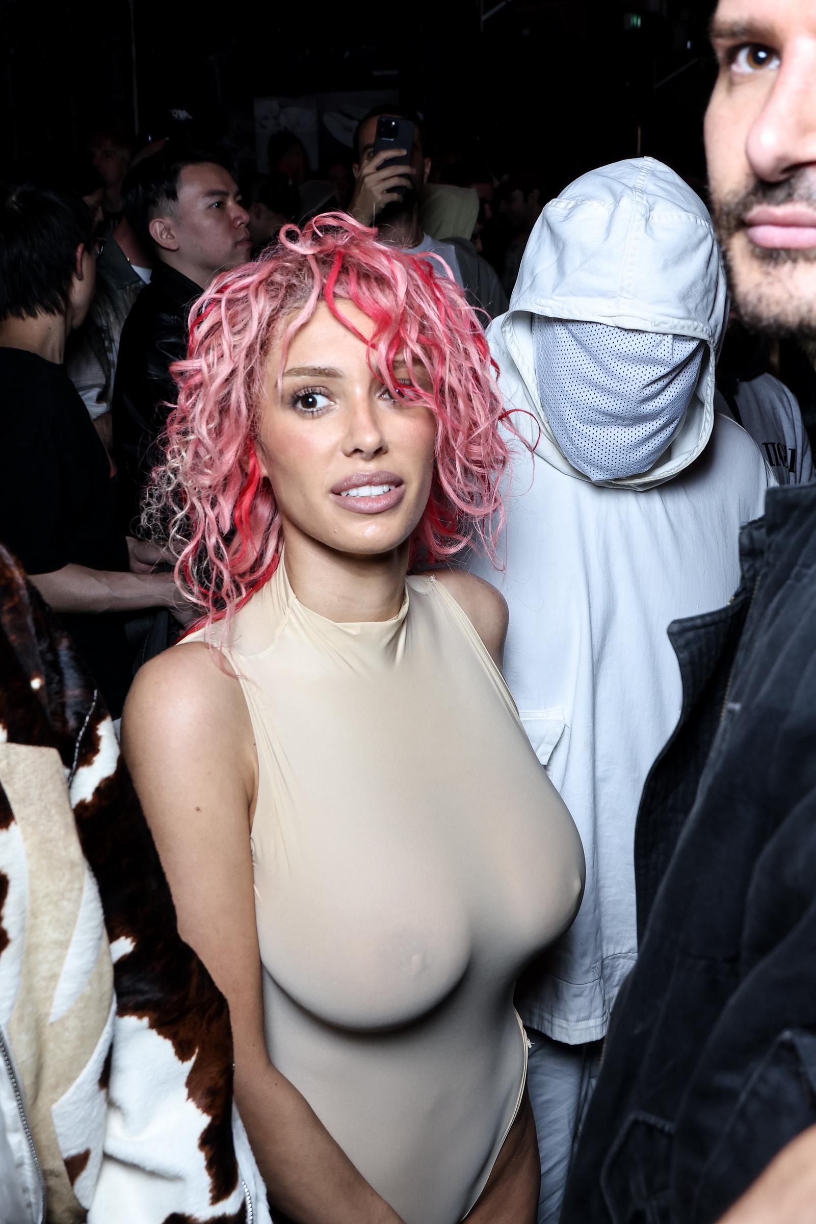 Bianca Censori and Kanye West at the Prototypes Menswear Spring/Summer 2025 show during Paris Fashion Week on June 19, 2024, in France. | Source: Getty Images