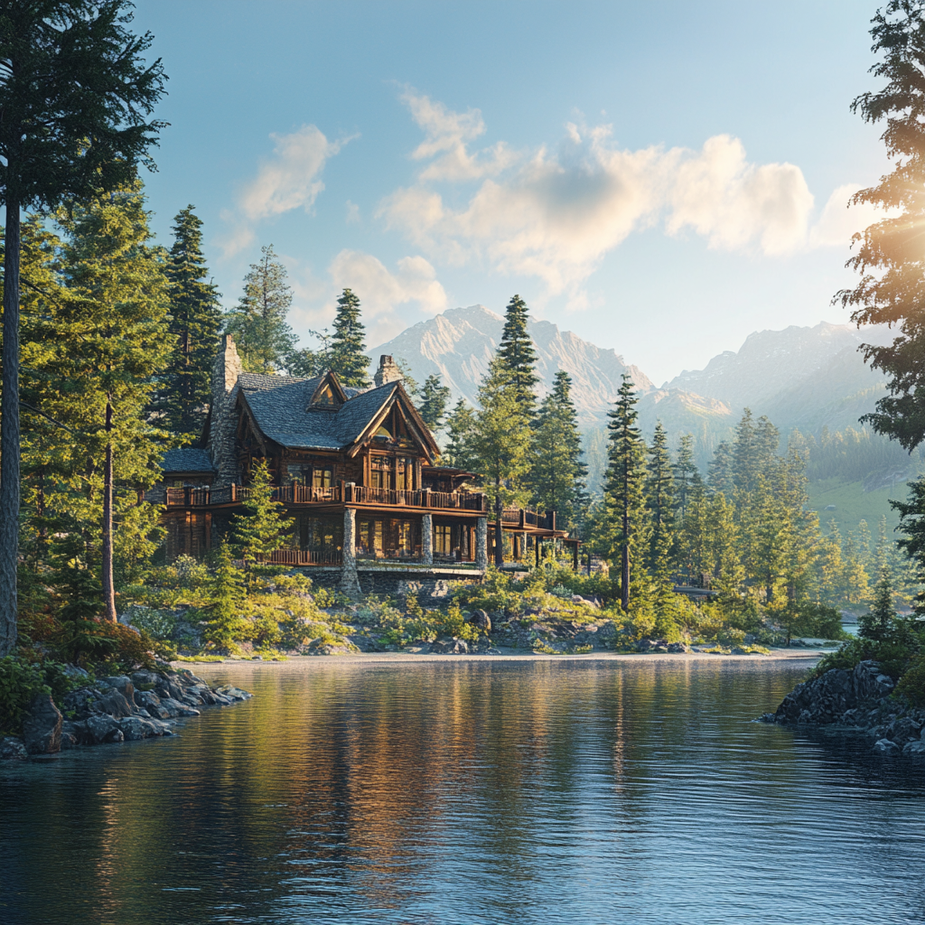 A scenic shot of a stunning lake house | Source: Midjourney