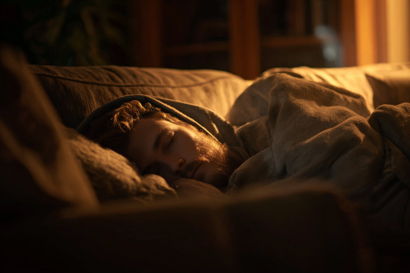 A man sleeping on a sofa | Source: Midjourney