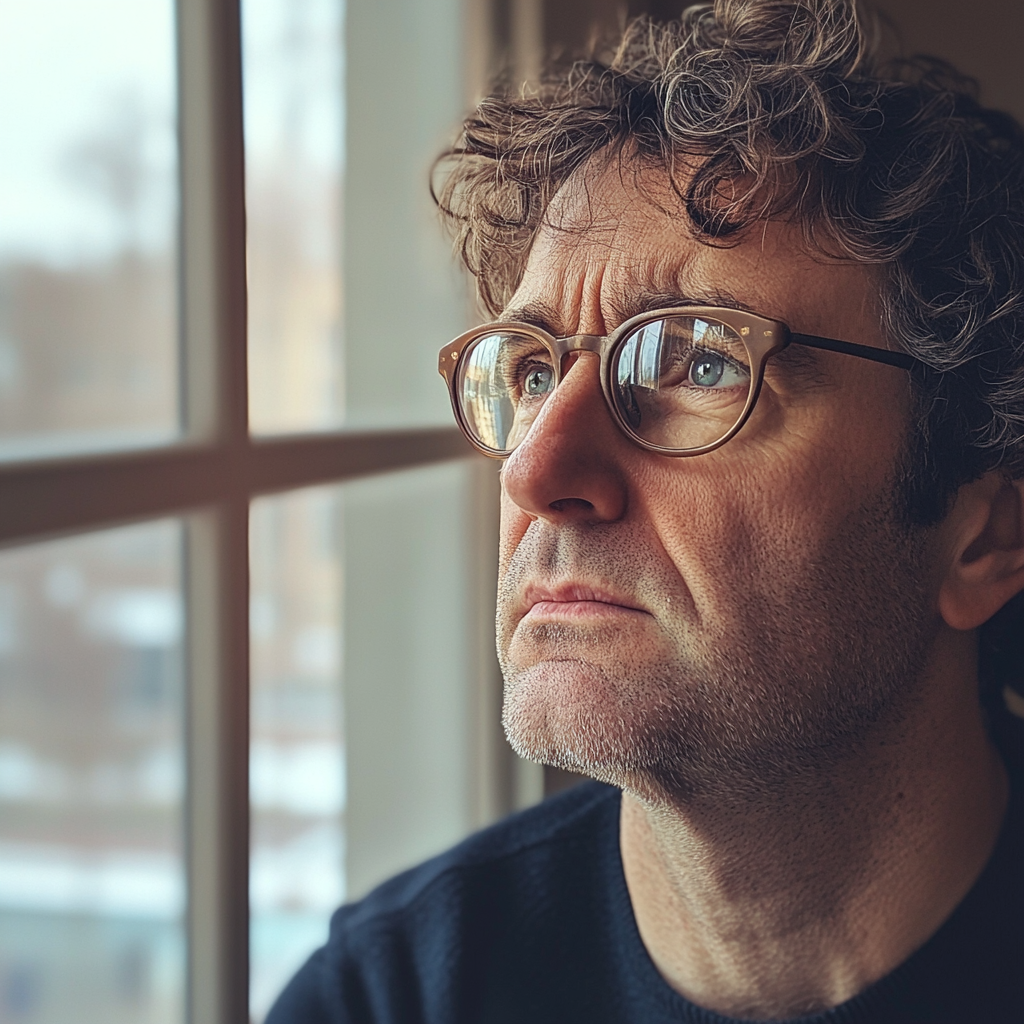 A pensive man looking out of a window | Source: Midjourney