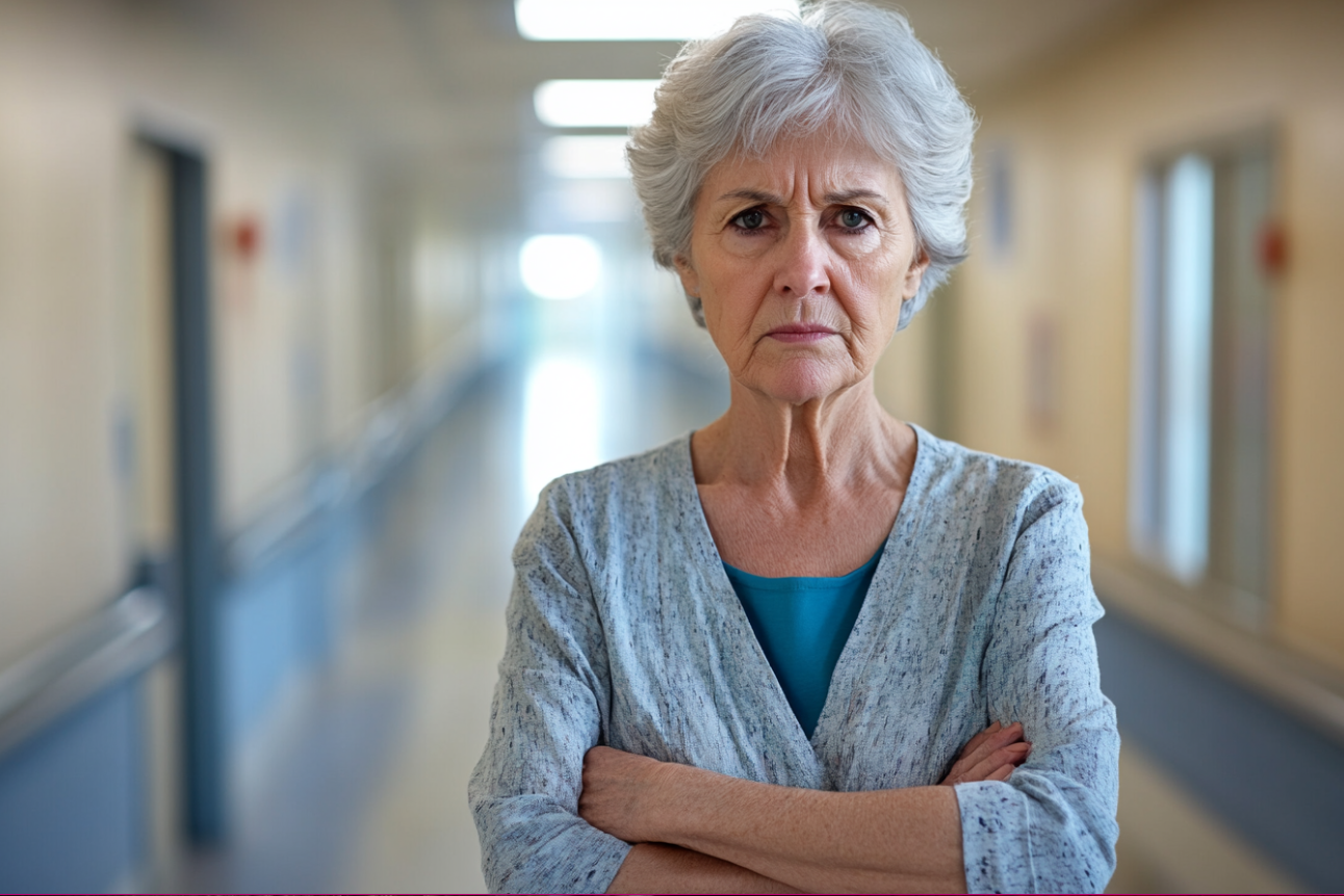 A woman in a hospital hallway | Source: Midjourney