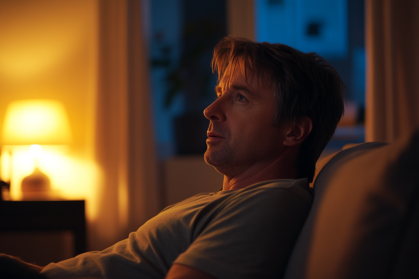 A man sitting on a couch | Source: Midjourney