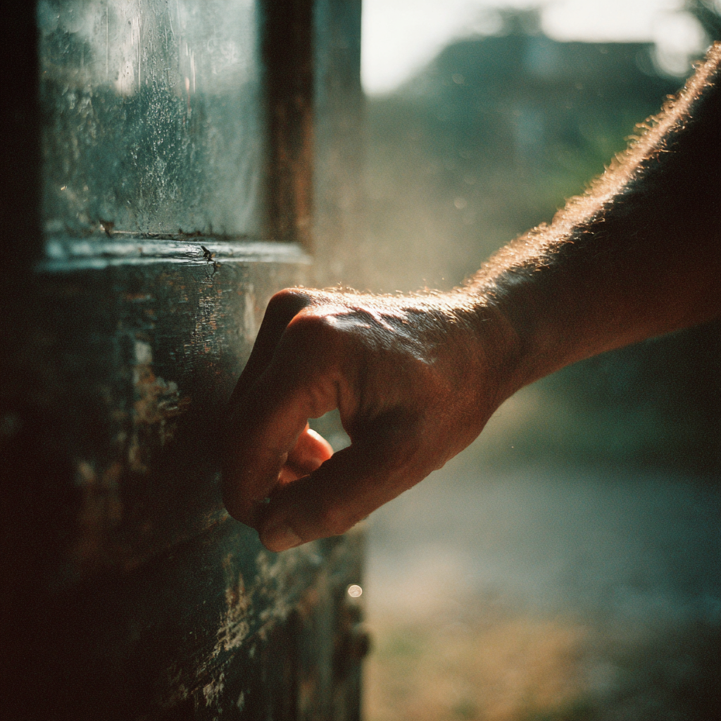 A hand knocking on a door | Source: Midjourney