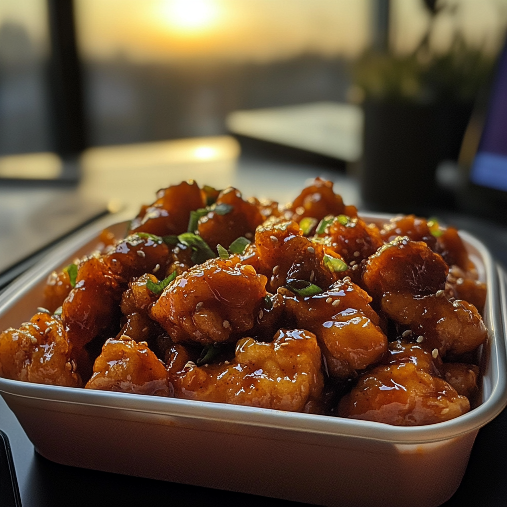 A container of food on a desk | Source: Midjourney