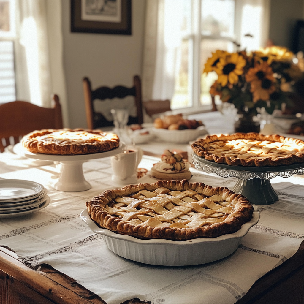 Pies on a table | Source: Midjourney