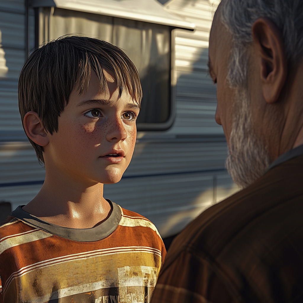 A boy talking to his grandfather | Source: Midjourney