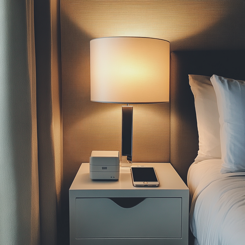 A cellphone on a nightstand | Source: Midjourney