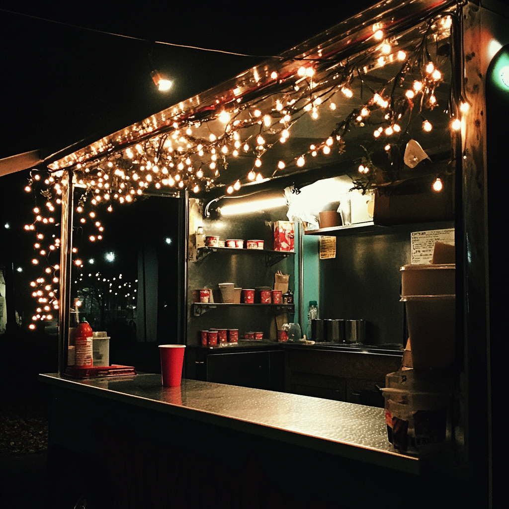 A food truck with fairy lights | Source: Midjourney