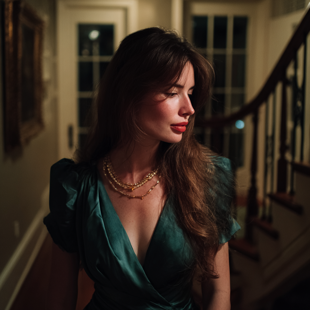 A pensive woman standing in a foyer | Source: Midjourney