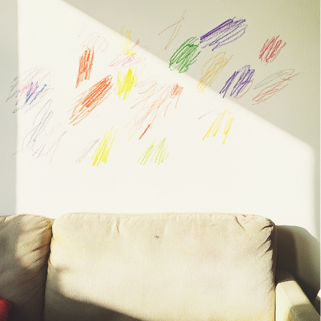 Crayon scribbles on a wall | Source: Midjourney