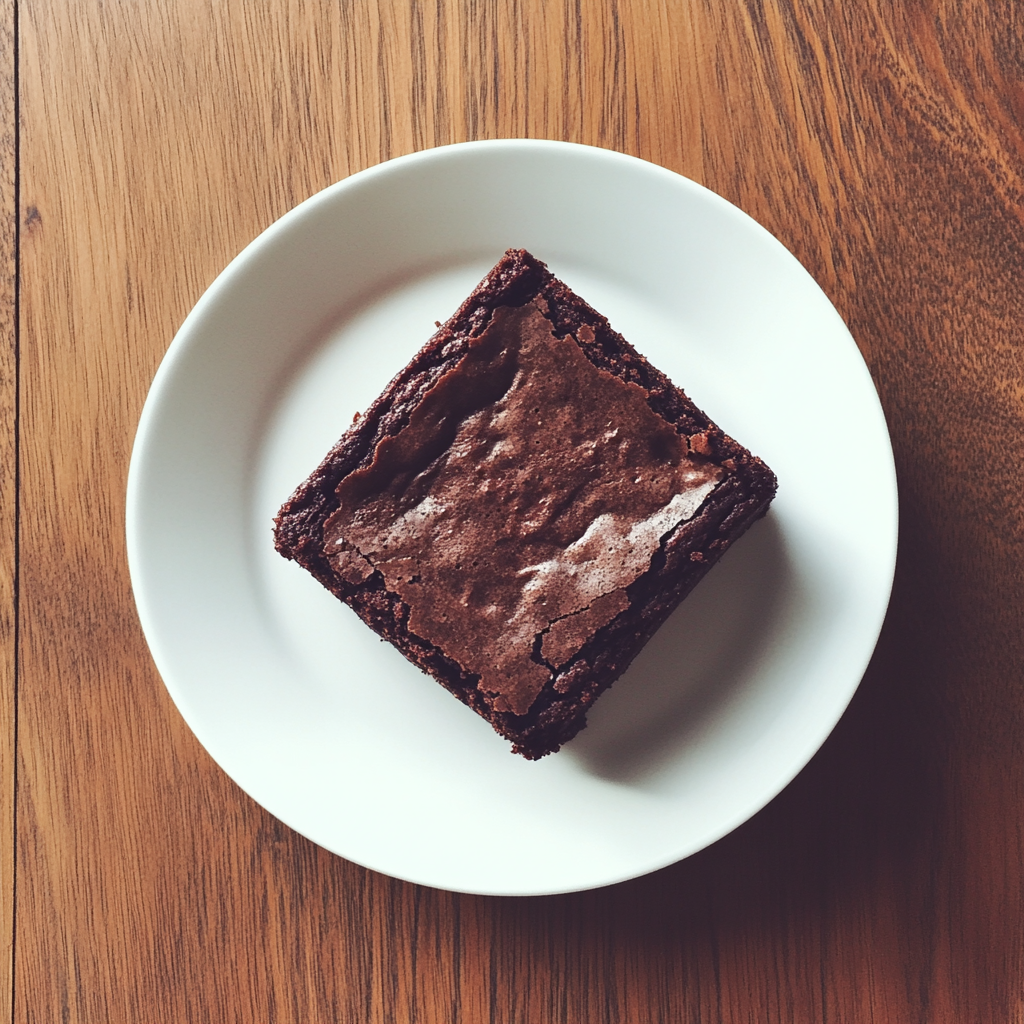 A brownie on a plate | Source: Midjourney