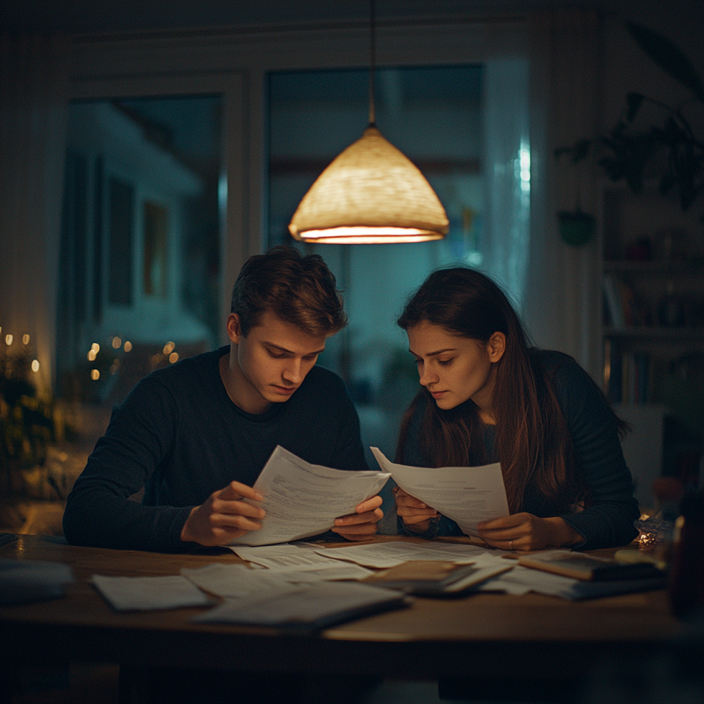 A couple looking through documents | Source: Midjourney