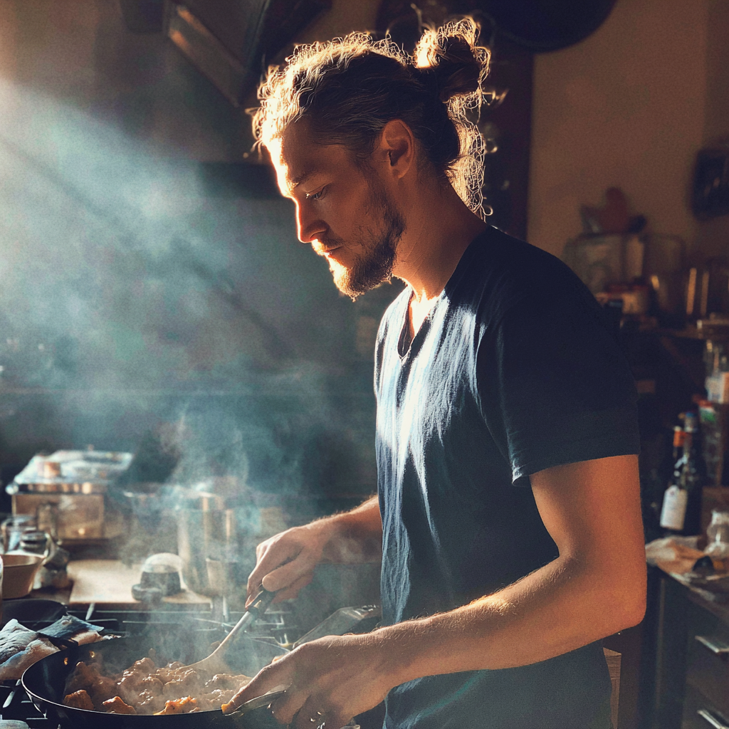 A man busy in the kitchen | Source: Midjourney