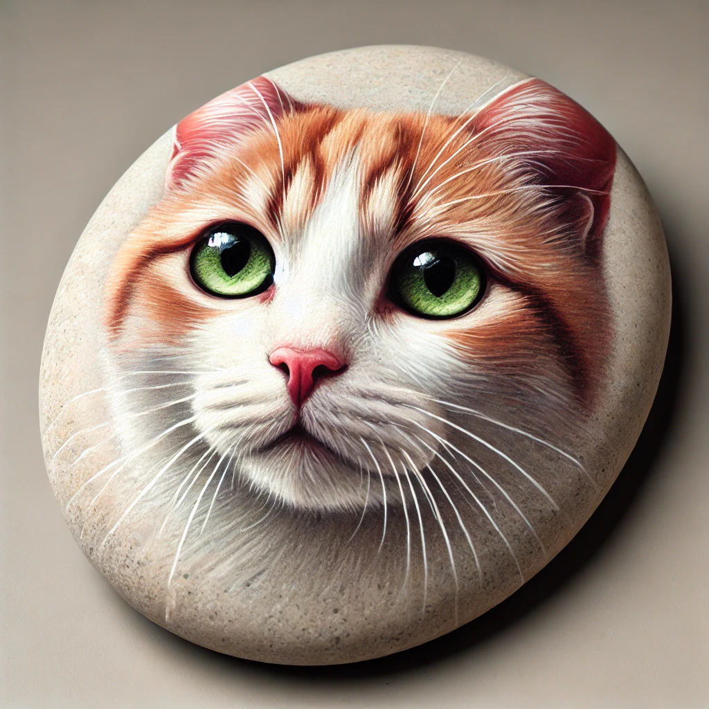 A cat's face painted on a stone | Source: DALL-E