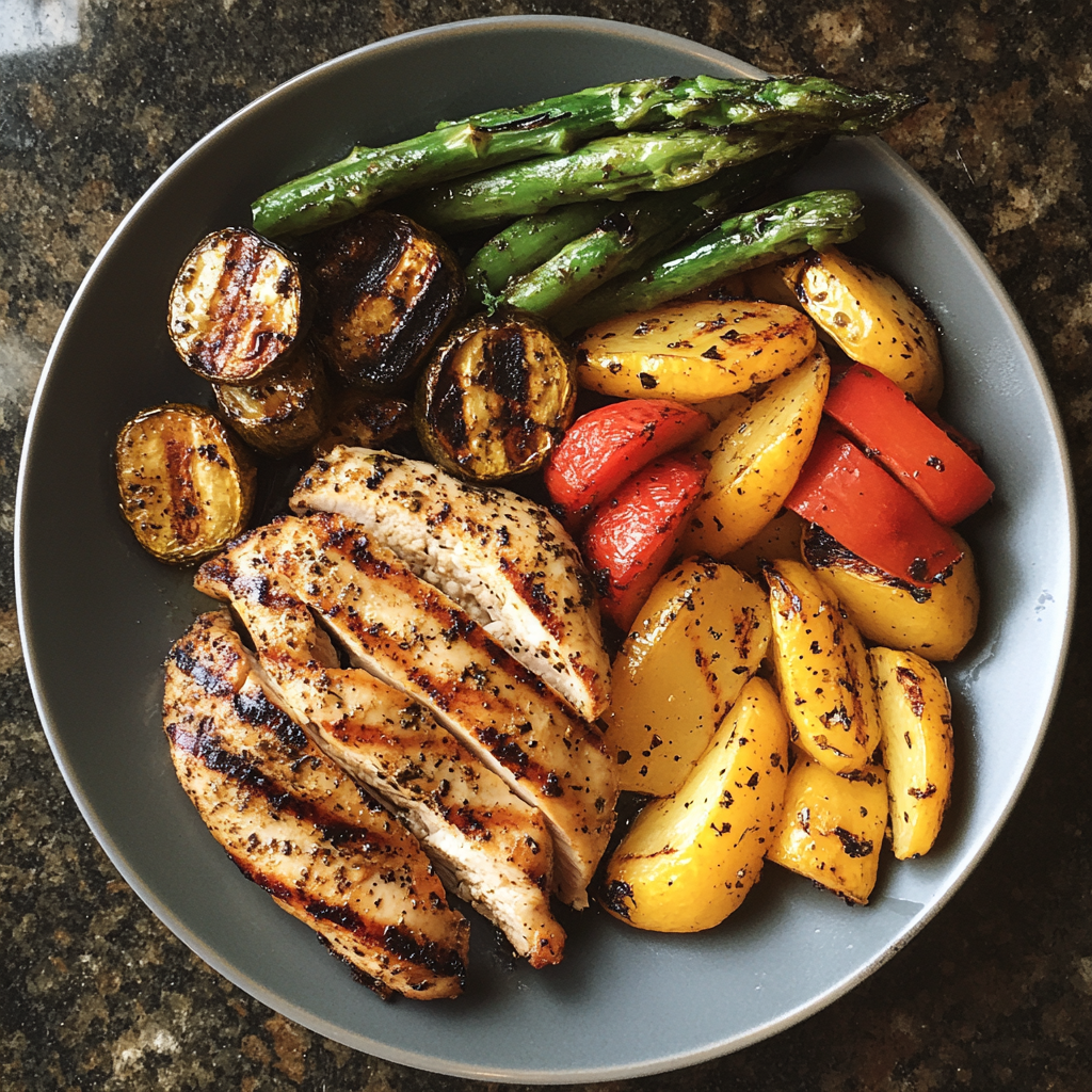 A plate of food on a table | Source: Midjourney