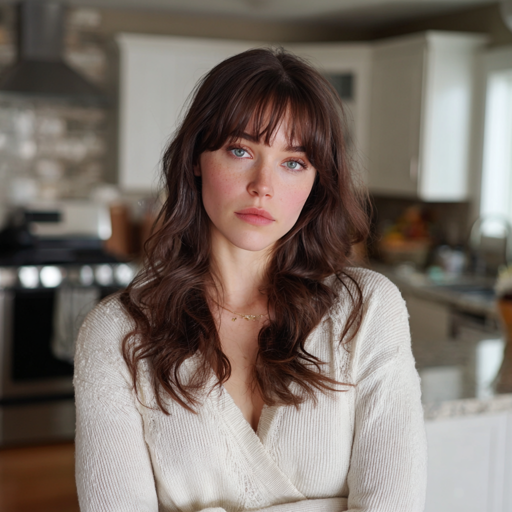 A pensive woman standing in a kitchen | Source: Midjourney