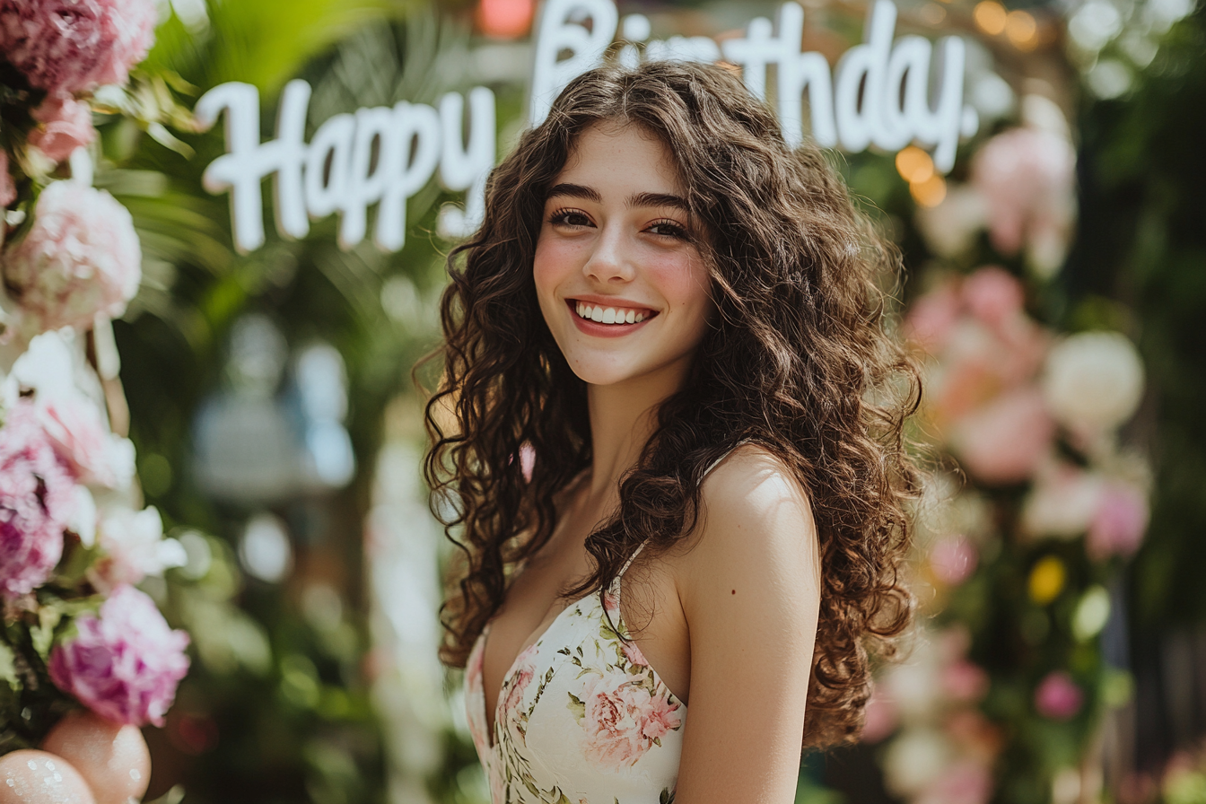 A joyful woman surrounded by decorations celebrating her birthday | Source: Midjourney