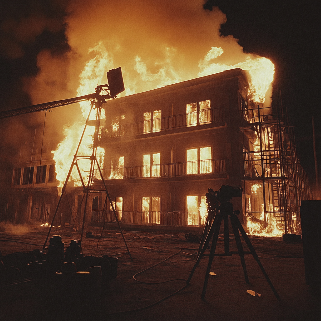 A building on fire | Source: Midjourney