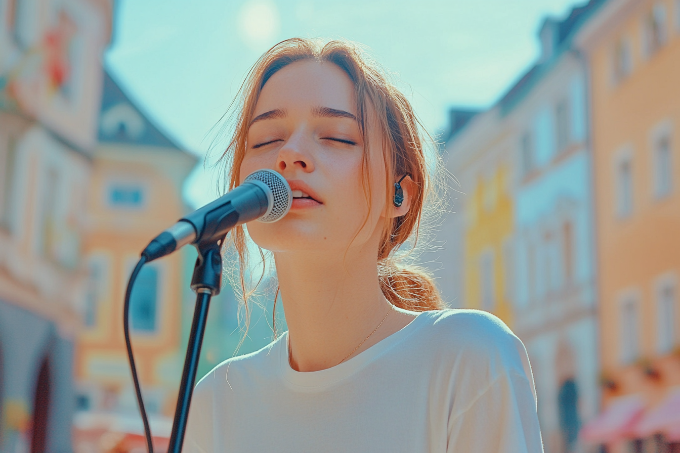 Uma mulher cantando uma música | Fonte: Midjourney