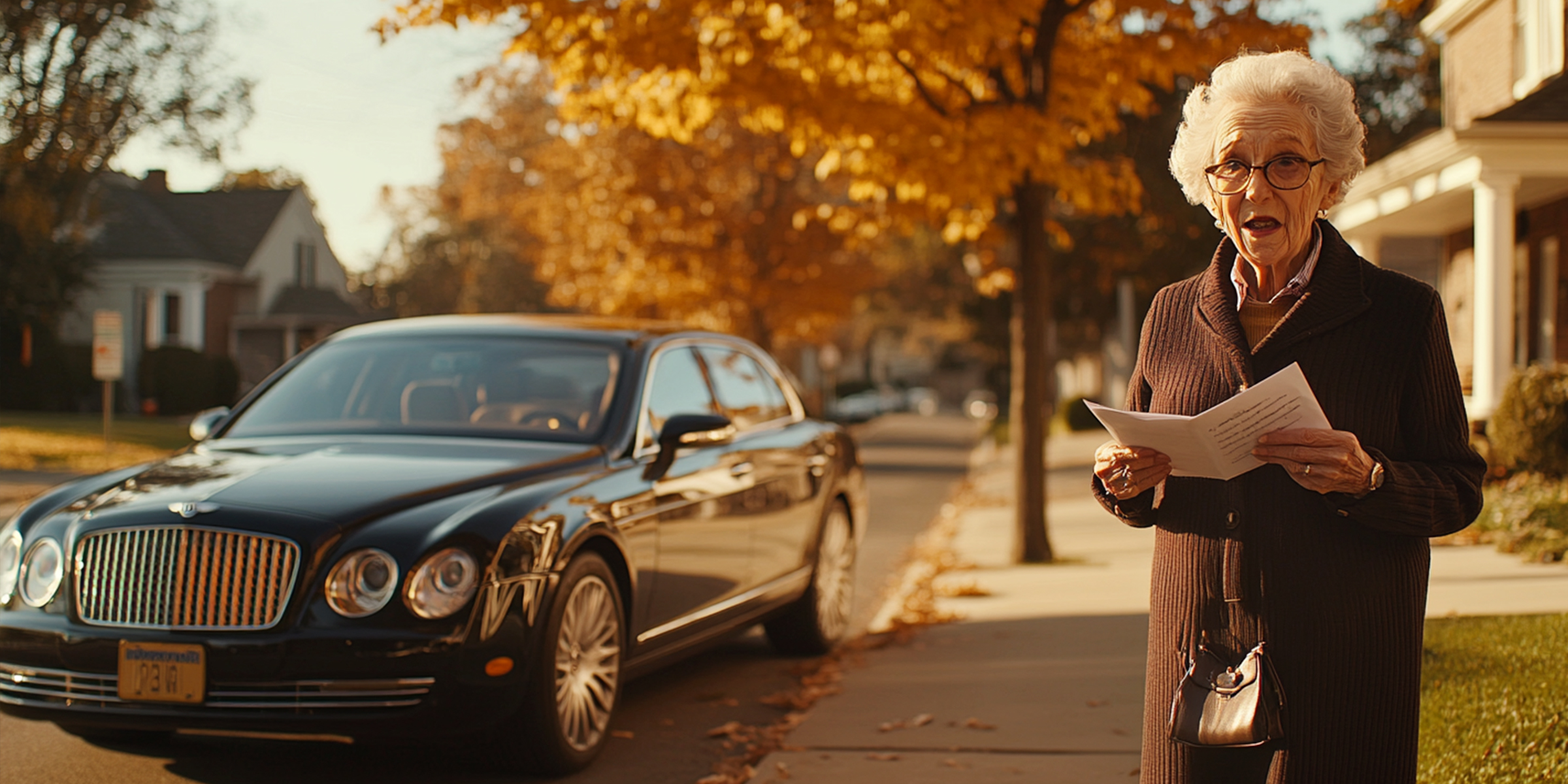 An old lady near a car | Source: Midjourney