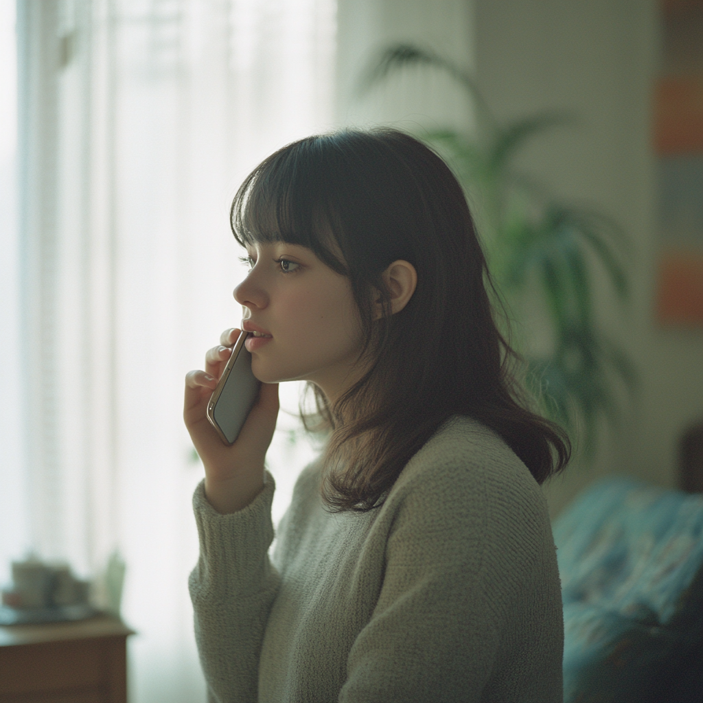 A serious woman talking on her phone | Source: Midjourney