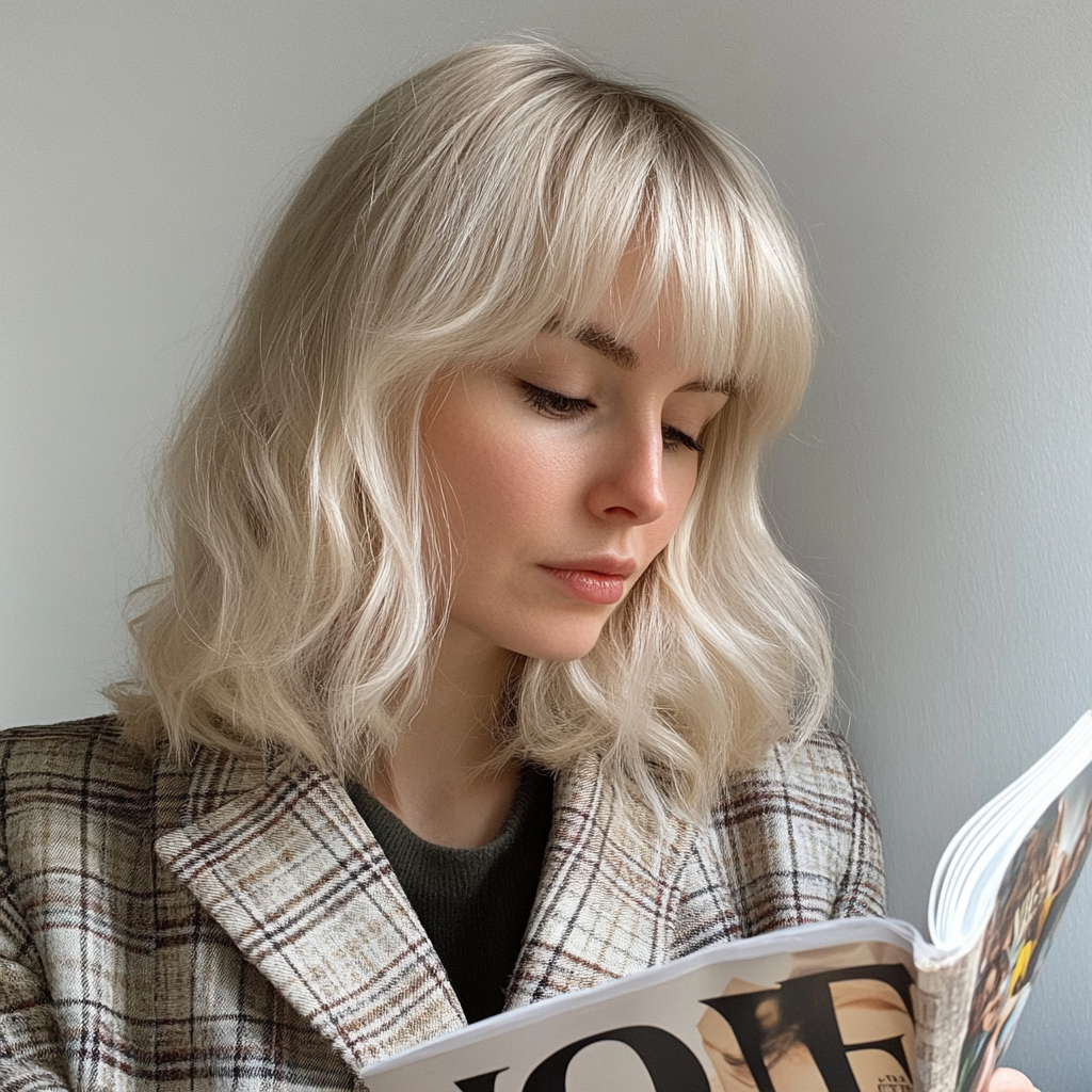 A woman reading a magazine | Source: Midjourney