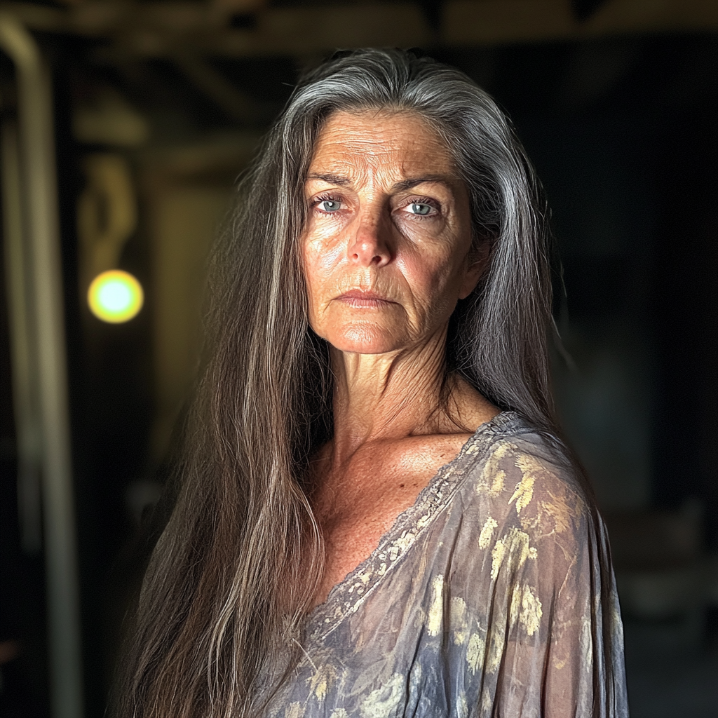 A woman standing inside a garage | Source: Midjourney