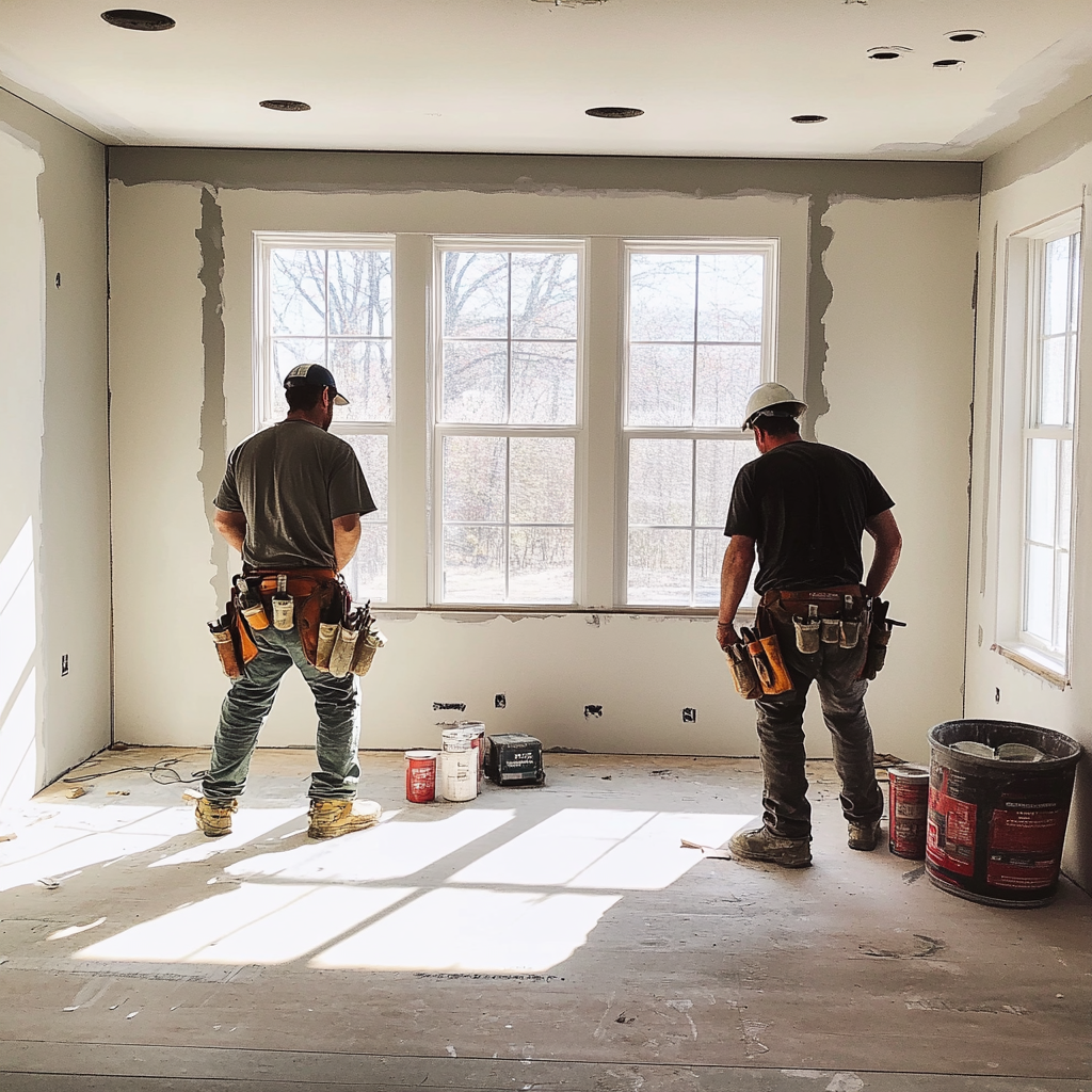 Contractors working in a room | Source: Midjourney