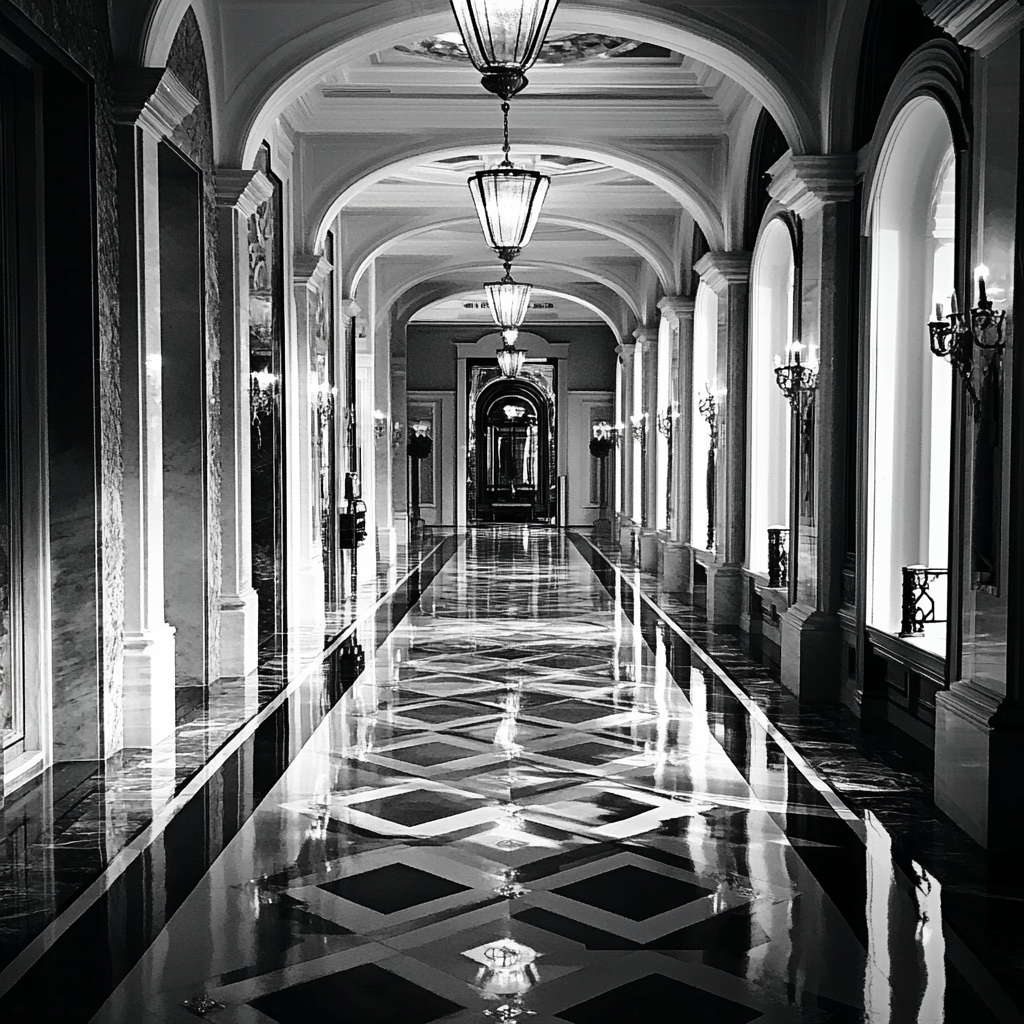 A hotel hallway | Source: Midjourney