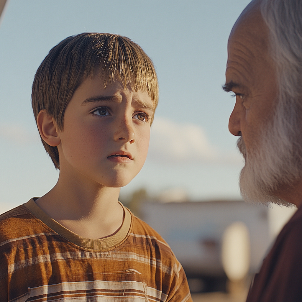 A boy talking to an older man | Source: Midjourney