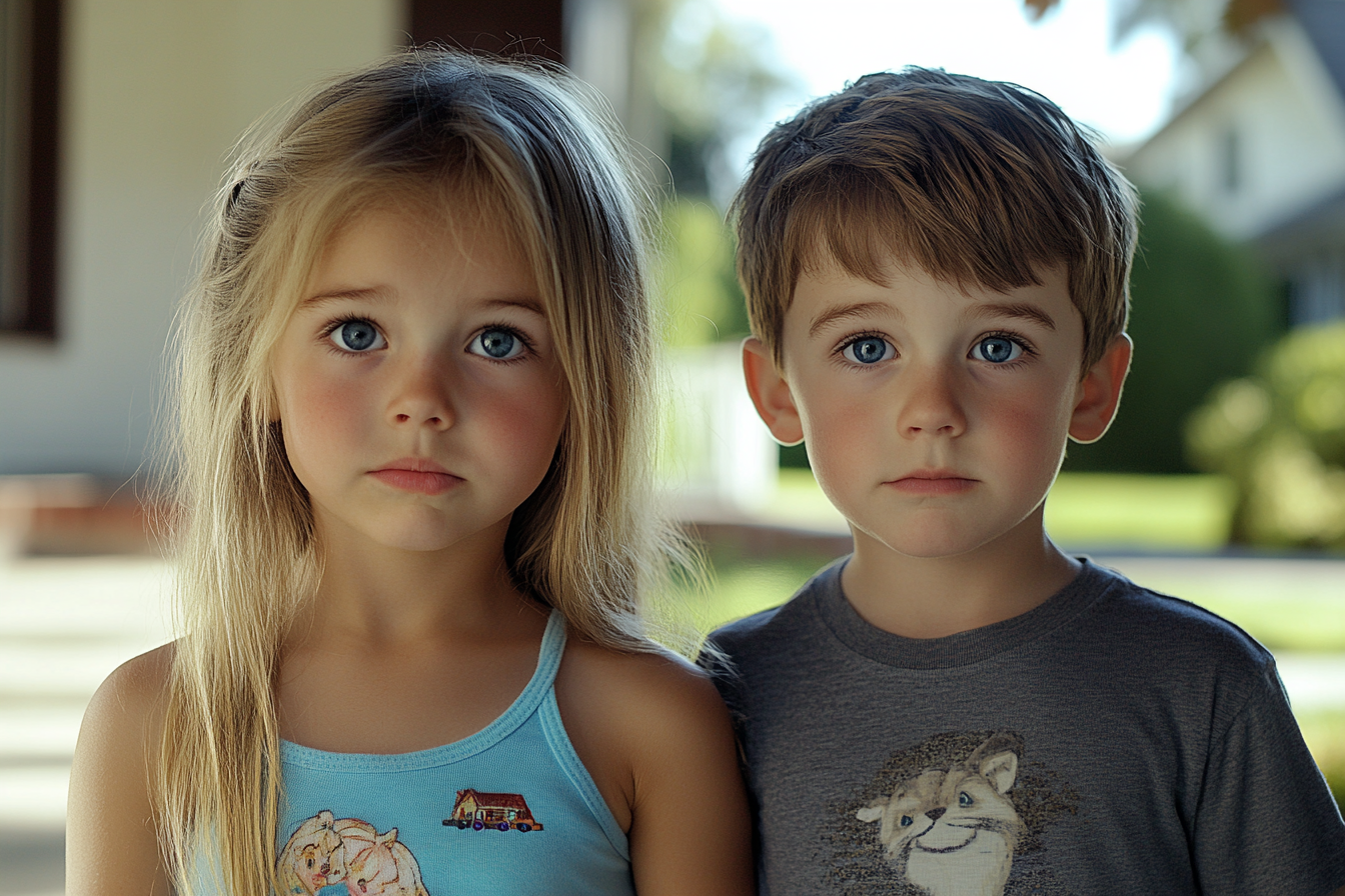 Two kids standing outdoors | Source: Midjourney
